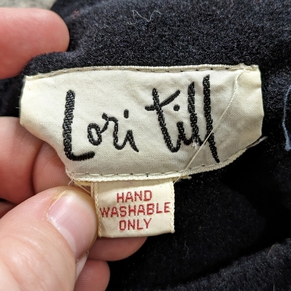 Vintage Lori Till black velvet colorful floral embroidered maxi dress 10/12 - Picture 11 of 11